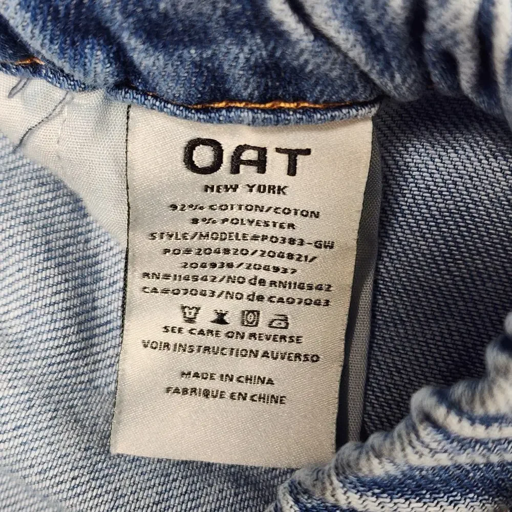 OAT NY Wide Leg Jeans Elastic Waist Drawstring 4/27 NWT - Picture 9 of 15
